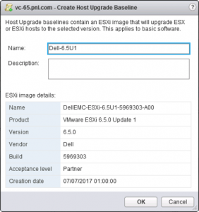 vSphere Create Host Upgrade Baseline