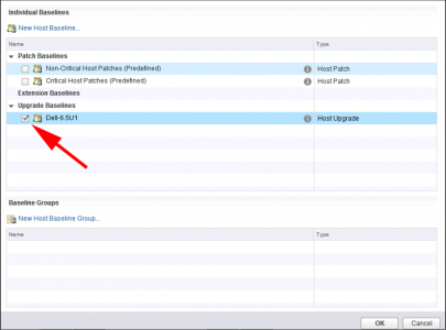 vSphere Attach Host Upgrade Baseline