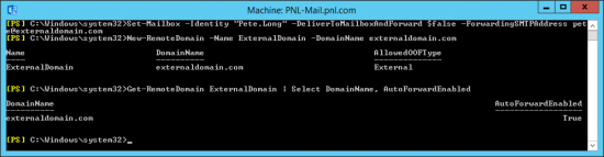 Exchange 2016 PowerShell Enable Forwarding SMTP ALL