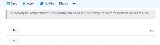 Exchange Size Limits The following files weren't attached