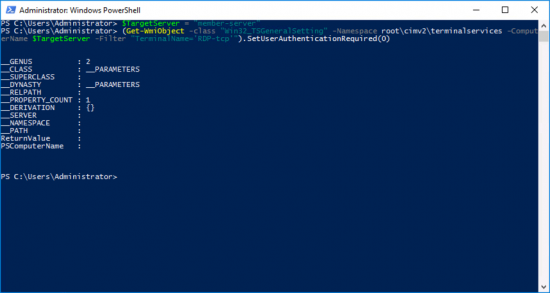 Disable NLA Though PowerShell Remotely