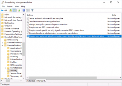 Disable NLA Though Group Policy