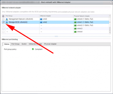 iSCSI Bind NIC and Port Group