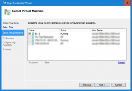 Cluster HA Wizard Add Virtual Machine