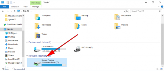 VMware Fusion Restore Windows shared Drive