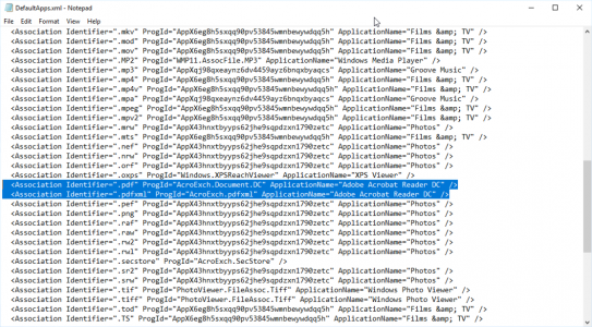 File Accociations XML file