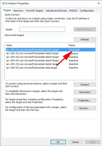 iSCSI Storage Connected