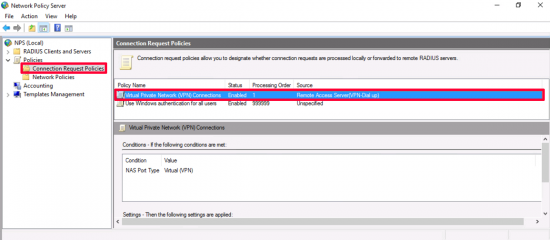 NAP Connection Request Policy