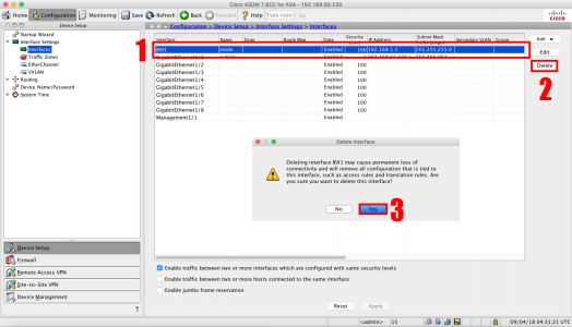 ASA Remove BVI Interface