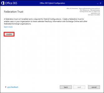 Office 365 Enable Federation Trust
