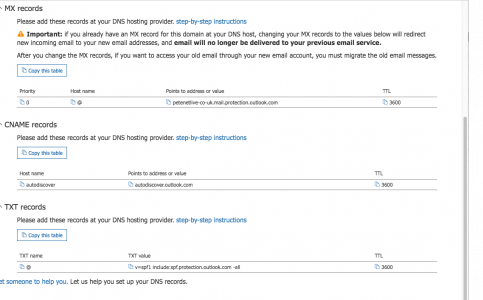 Office365 Manage Exchange DNS Settings