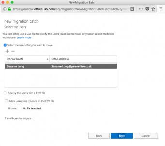 Add User to O365 Migration Batch