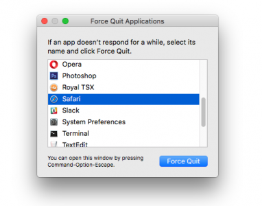 Force Quit Safari