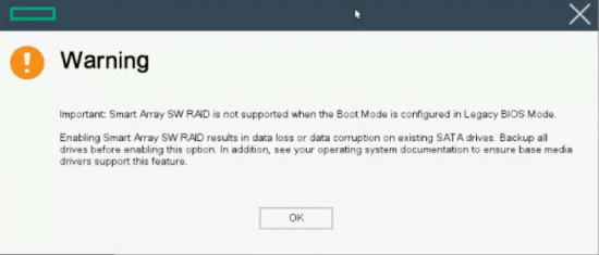 BL460c RAID Warning