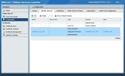 PSC Add Domain AUTHENTICATION