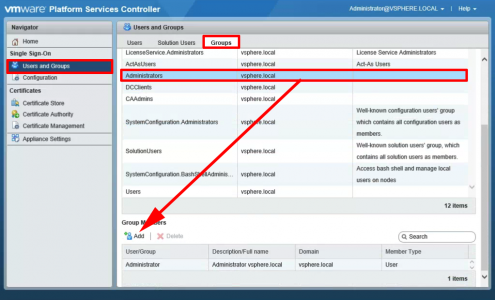 PSC Add Domain ADMINISTRATORS