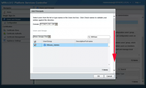 VMWARE PSC ADDING DOMAIN GROUPS