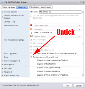 ESX 6 Disable Time Sync To Guest