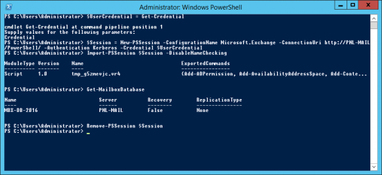 PowerShell Remote Manage Exchange 2016
