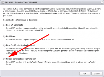vCenter Upload KMS Certificate