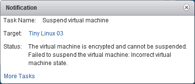 Cannont suspend an Encrypted VM