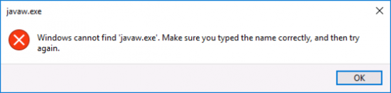 Cannot Locate javaw.exe
