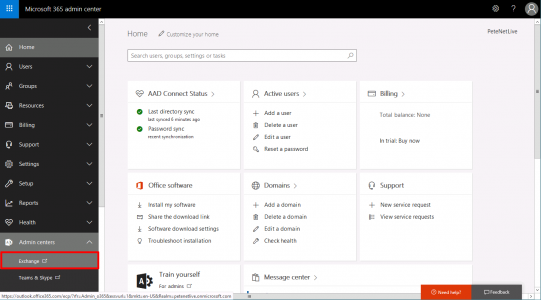 Office 365 Exchange Admin Center