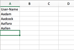 User Name CSV