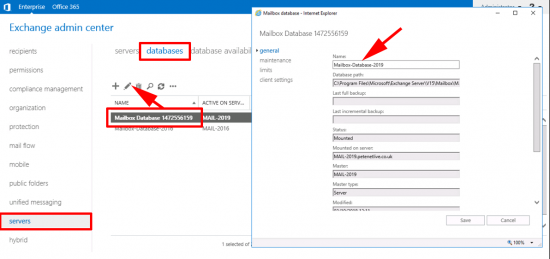 Rename Exchange 2019 Database