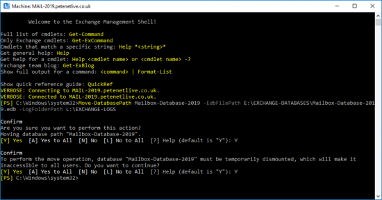 Move Exchange 2019 Database and Logs