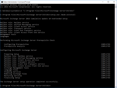 Uninstall Exchange Command Line