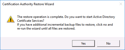 Restart Restored Windows CA