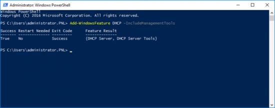 Install DHCP via PowerShell