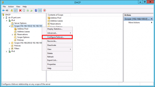 Setup DHCP Failover