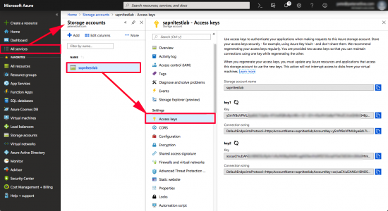 Azure Storage Account Keys