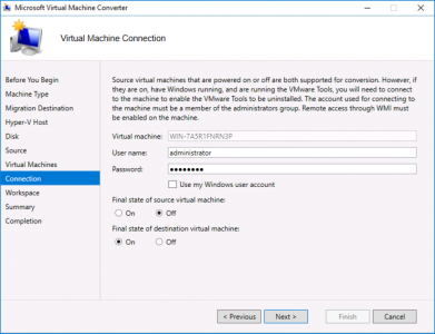 Migrate VMware Virtual Machine Connection