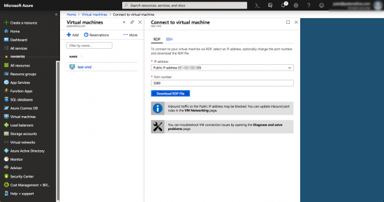 Azure Connection to VM