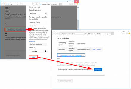 Add vM Credentuials Azure Replication Server