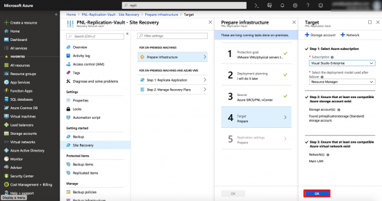 Azure Create Recovery Replication Storage