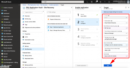 Enable Replication To Azure Target