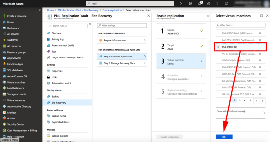 Enable Replication To Azure Seelct VMware VM