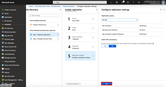 Enable Replication To Azure Properties