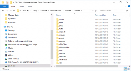 VMware Drivers Location