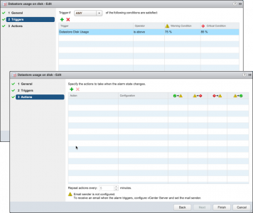 Datastore Usage Alarm Settings