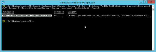 Import PFX into Exchange