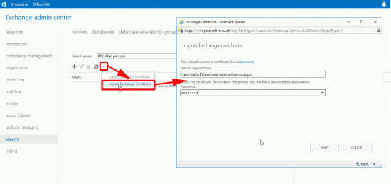 Import PFX inot Exchange 2019