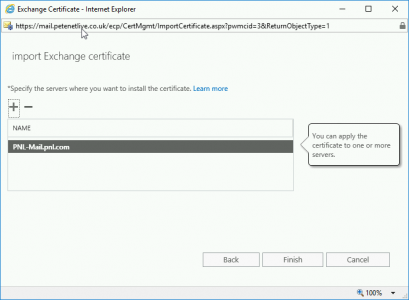 Assign Certificte to Exchange Server
