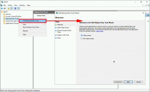 ADFS Relying Claims Aware Trust