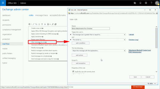 O365 Block Attachments for One User