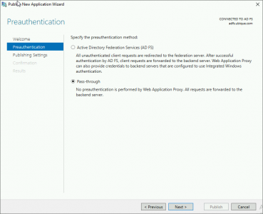 Publish Outlook AnyWhere Pass Through Authentication